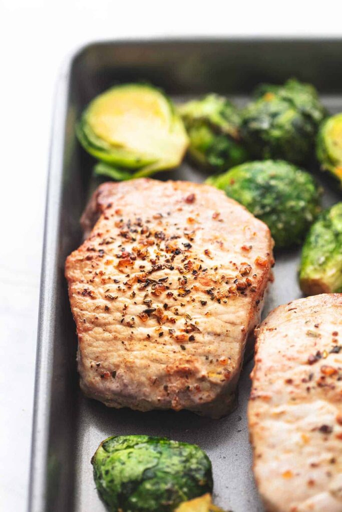 Grilled Pork Chops with Brussels Sprouts