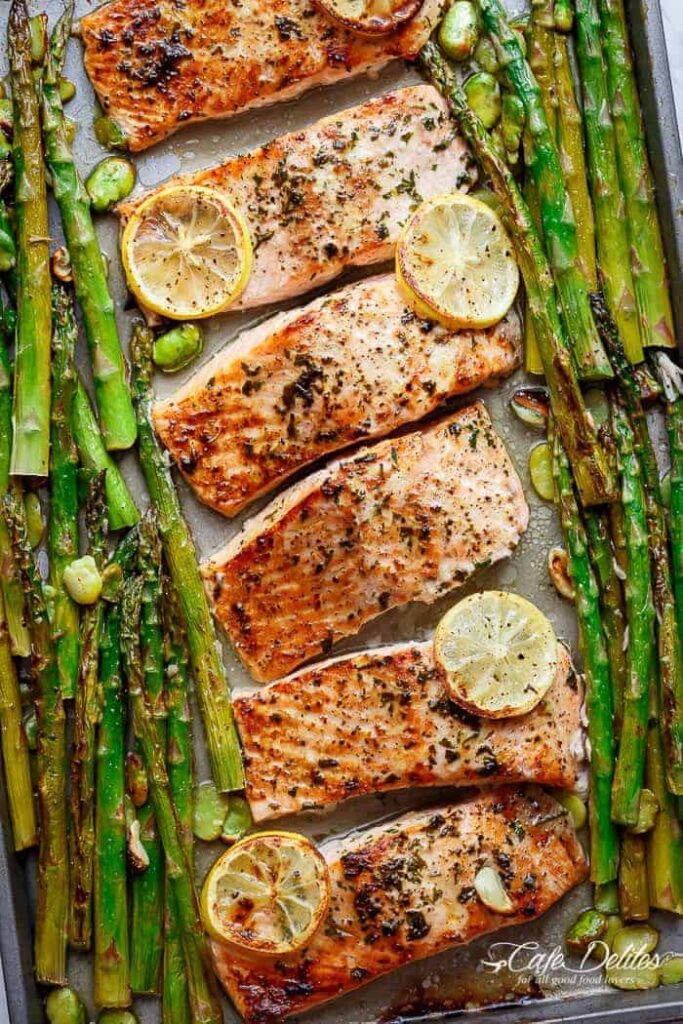 Lemon Garlic Salmon with Asparagus