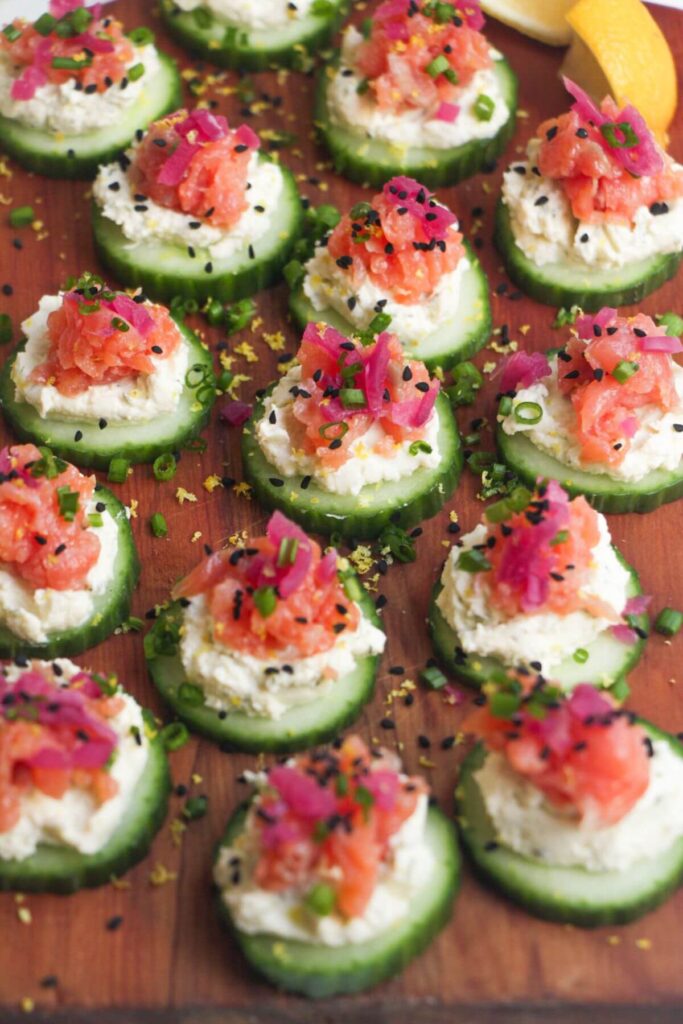 Smoked Salmon and Cream Cheese Cucumber Bites