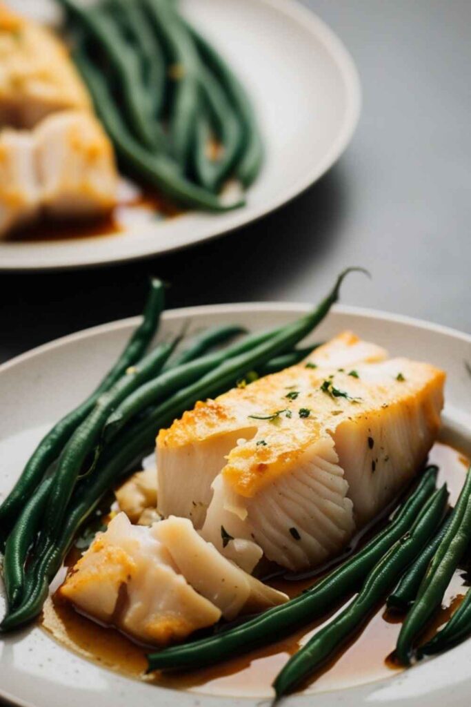 Baked Cod with Garlic Green Beans