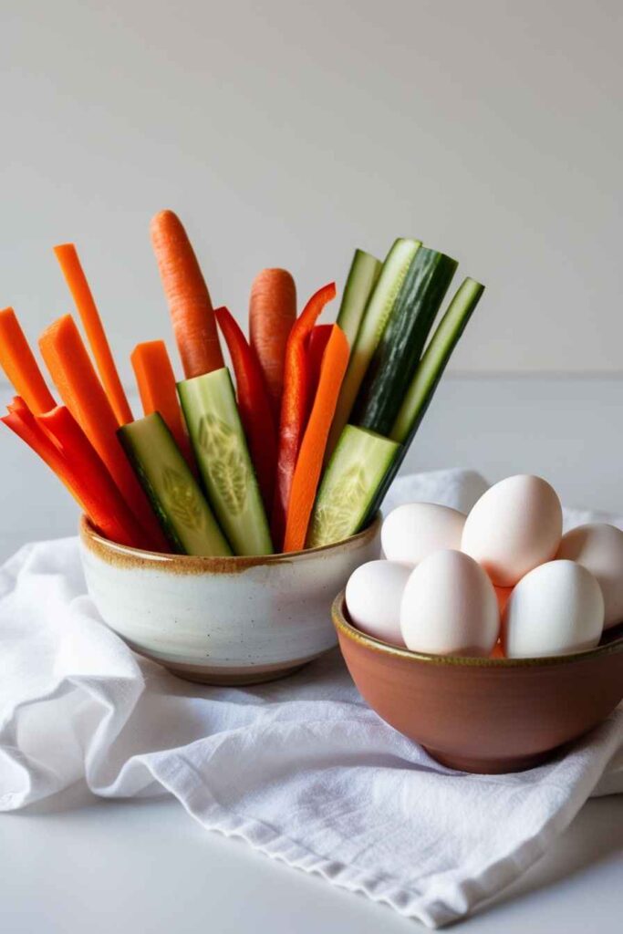 Boiled Eggs with Veggie Sticks