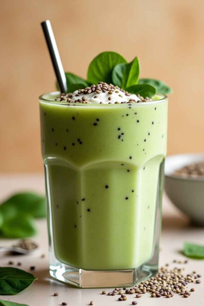 Protein-Packed Smoothie with Spinach and Chia Seeds