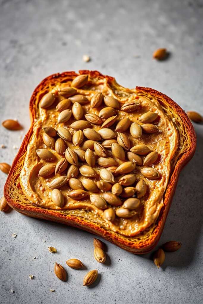 Almond Butter Toast with Pumpkin Seeds