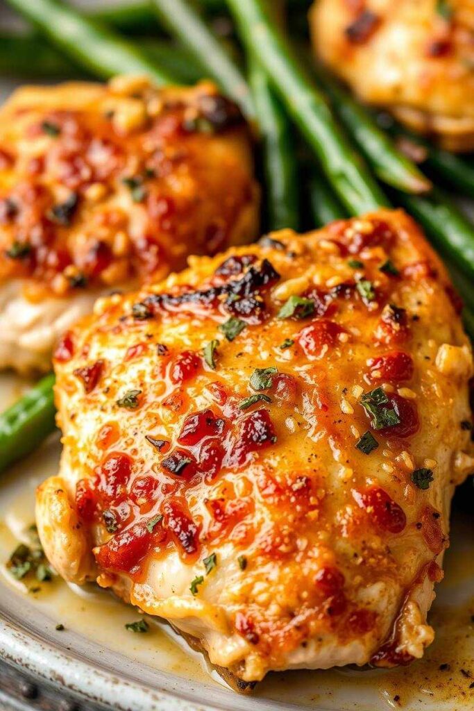 Baked Garlic Parmesan Chicken with Green Beans