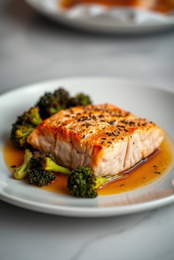 Baked Salmon with Roasted Broccoli