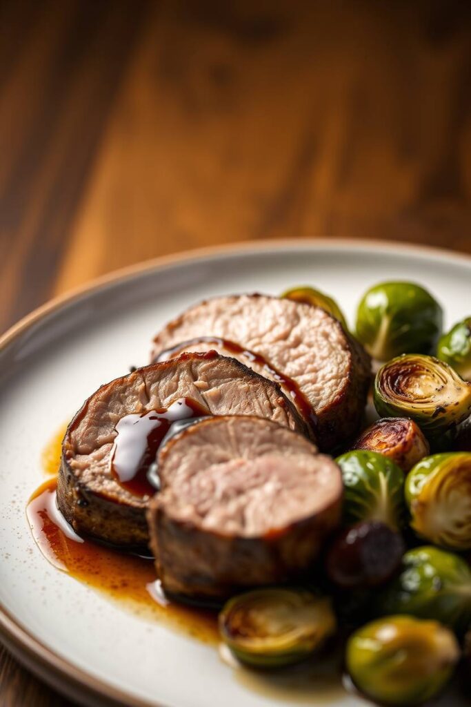 Balsamic Glazed Pork Tenderloin with Roasted Brussels Sprouts