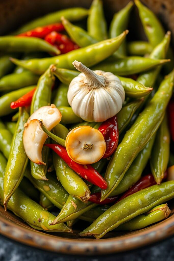 Edamame with Garlic and Chili