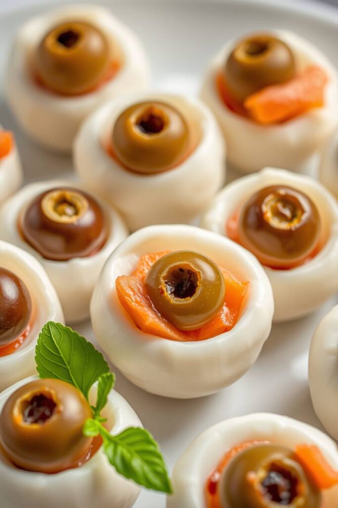 Edible Eyeballs with Mozzarella, Olives, and Tuna