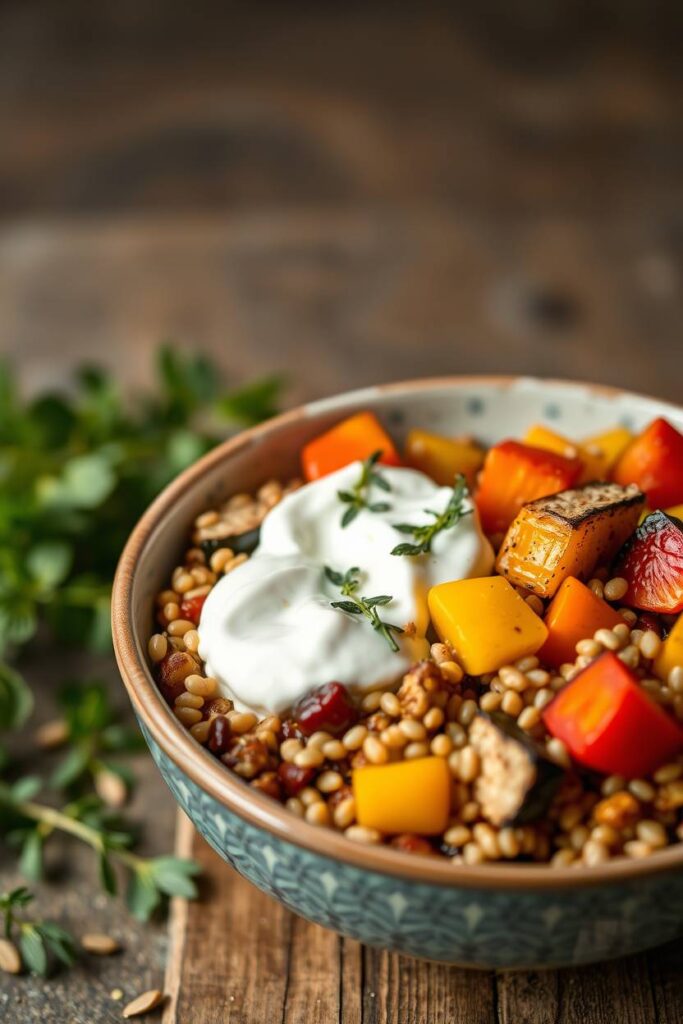 Greek Yogurt & Roasted Veggie Grain Bowl