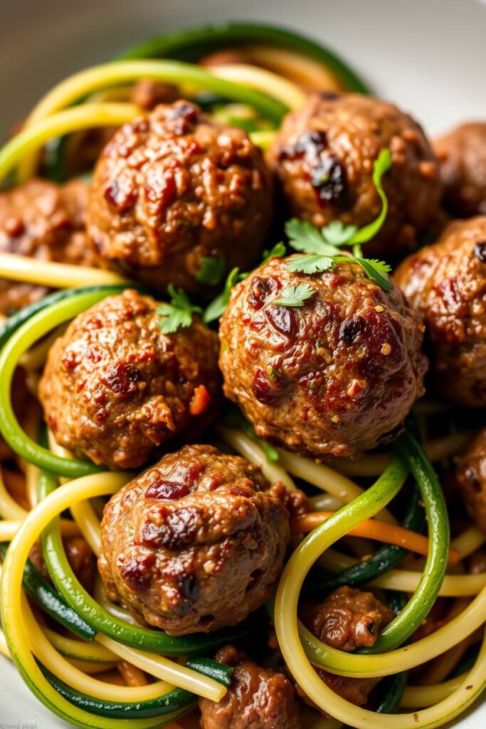 Low-Carb Beef Meatballs with Zucchini Noodles