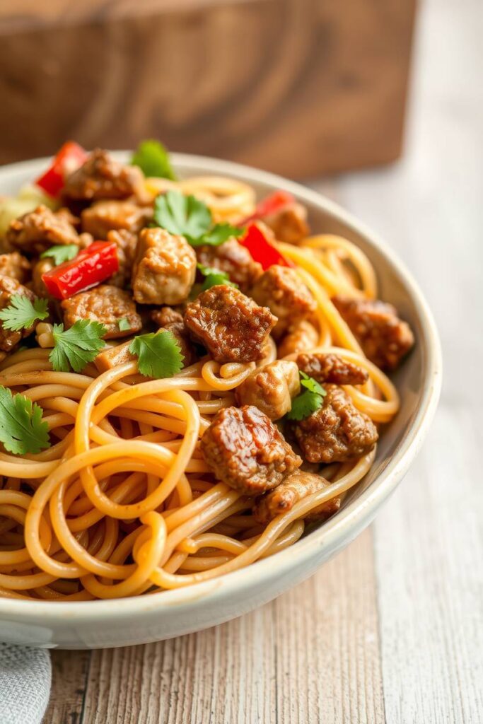 Tempeh Stir-Fry with Whole Grain Noodles