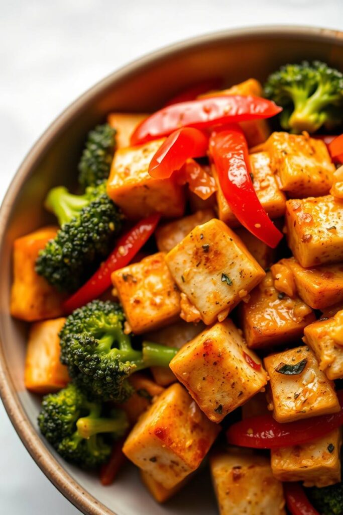 Tofu Stir-Fry with Broccoli and Bell Peppers