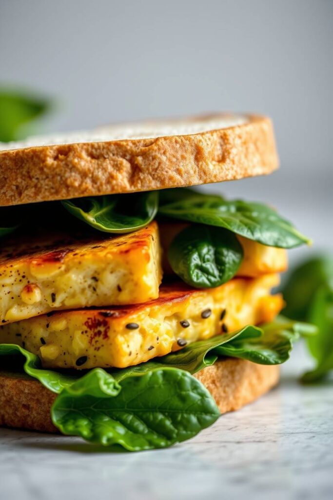 Tofu and Spinach Breakfast Sandwich