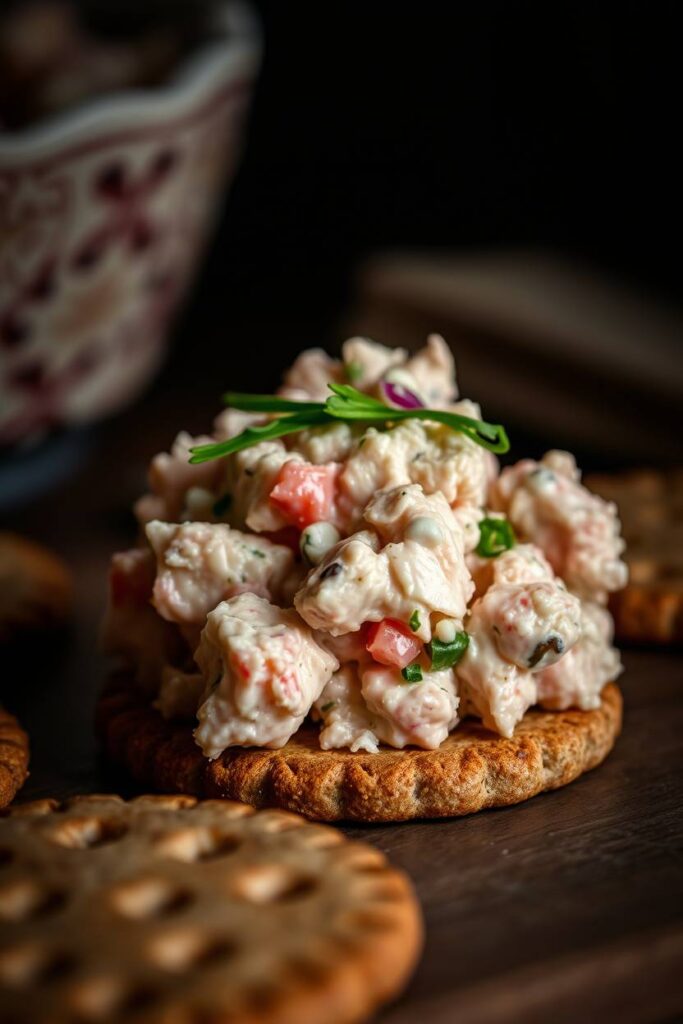 Tuna Salad on Whole Grain Crackers