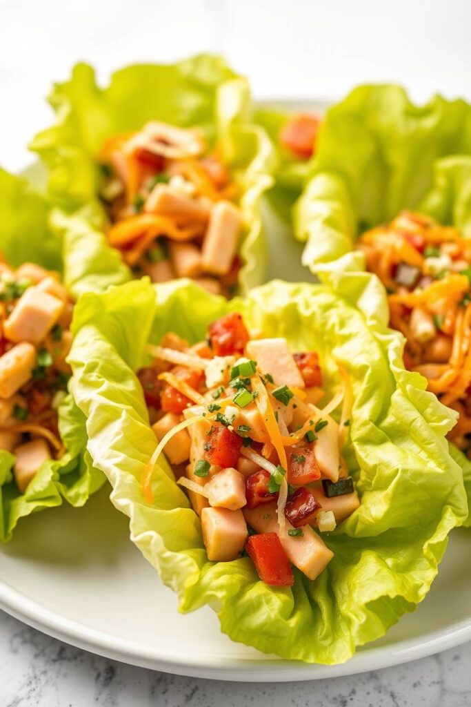 Turkey, Cheese & Veggie Lettuce Boats