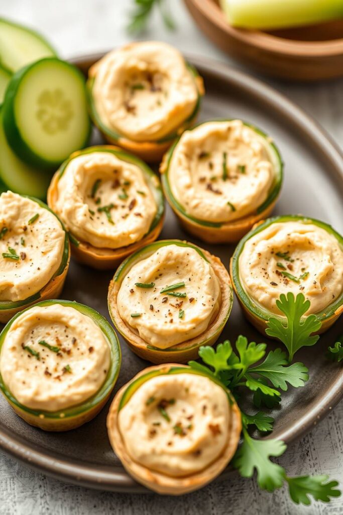 Cucumber Hummus Bites