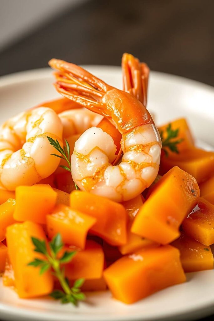 Ghostly Grilled Shrimp over Squash
