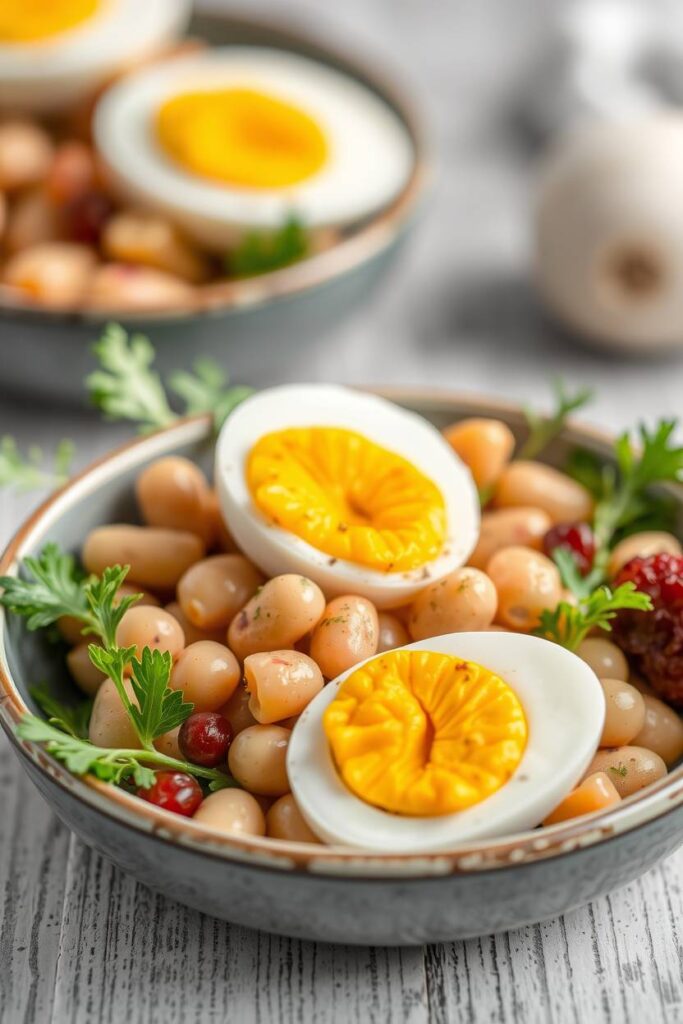 Hard-Boiled Egg and Mixed Bean Salad