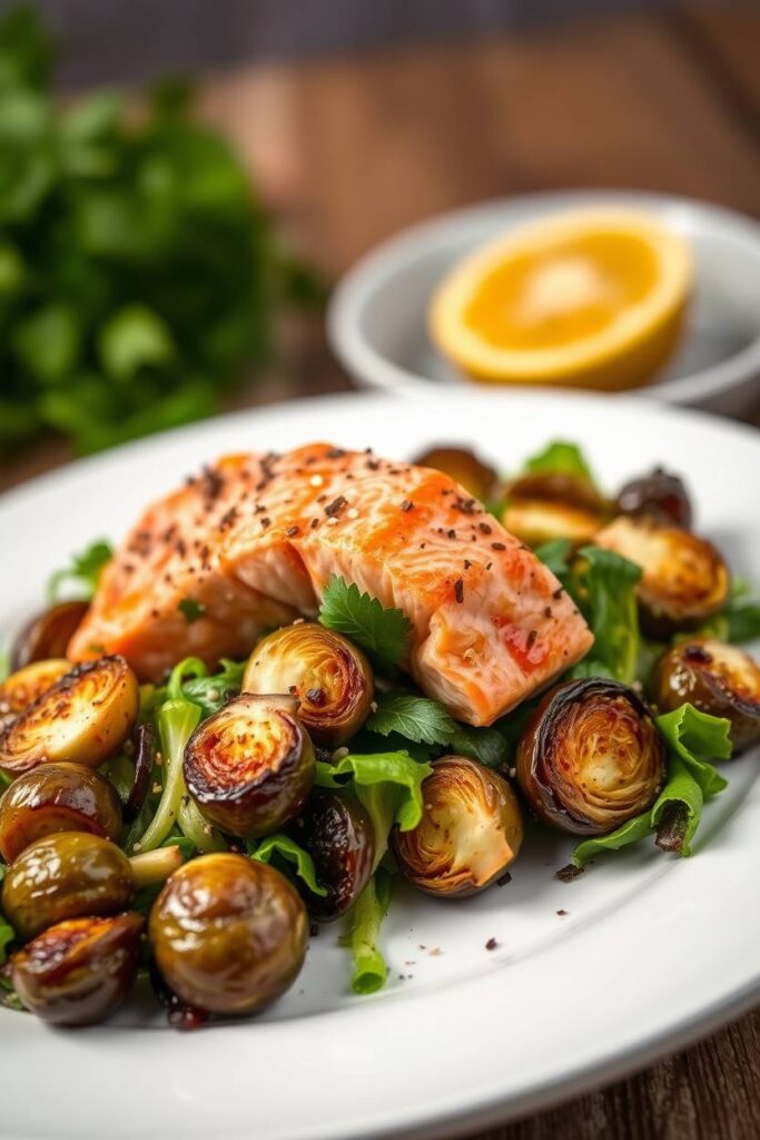 Salmon & Roasted Brussels Sprout Salad