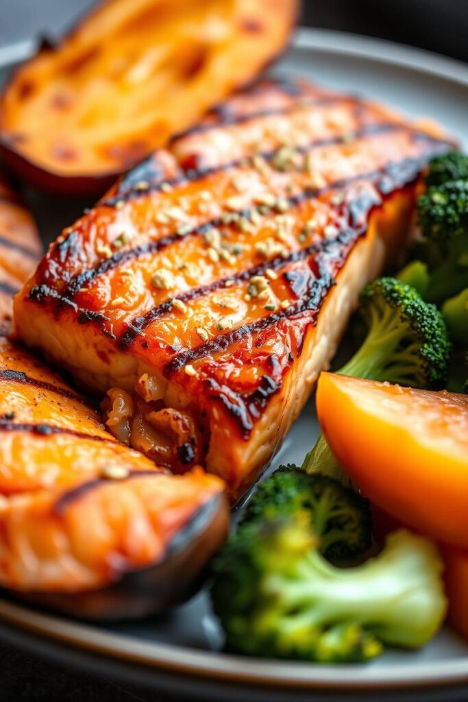 Salmon with Sweet Potato and Broccoli