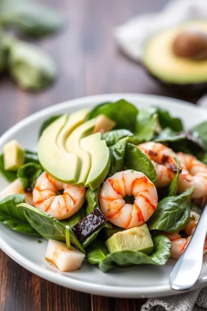 Shrimp and Avocado Spinach Salad
