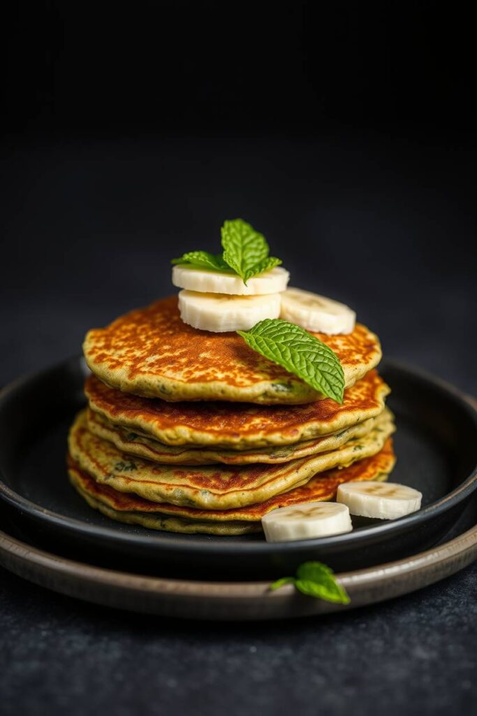 Spinach Banana Protein Pancakes