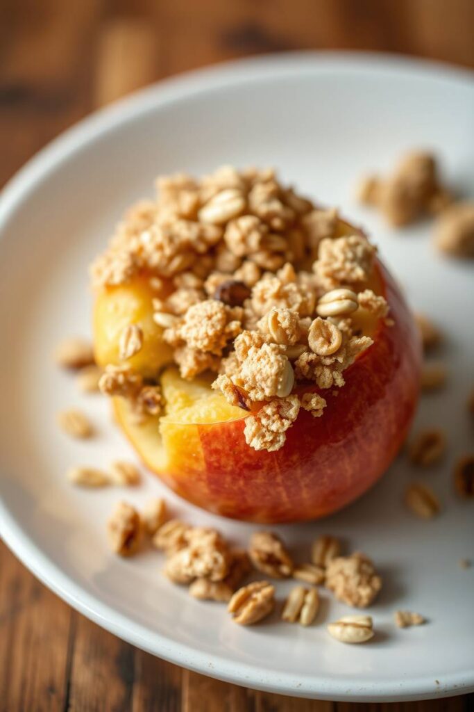 Warm Baked Apple with Protein Oat Crumble