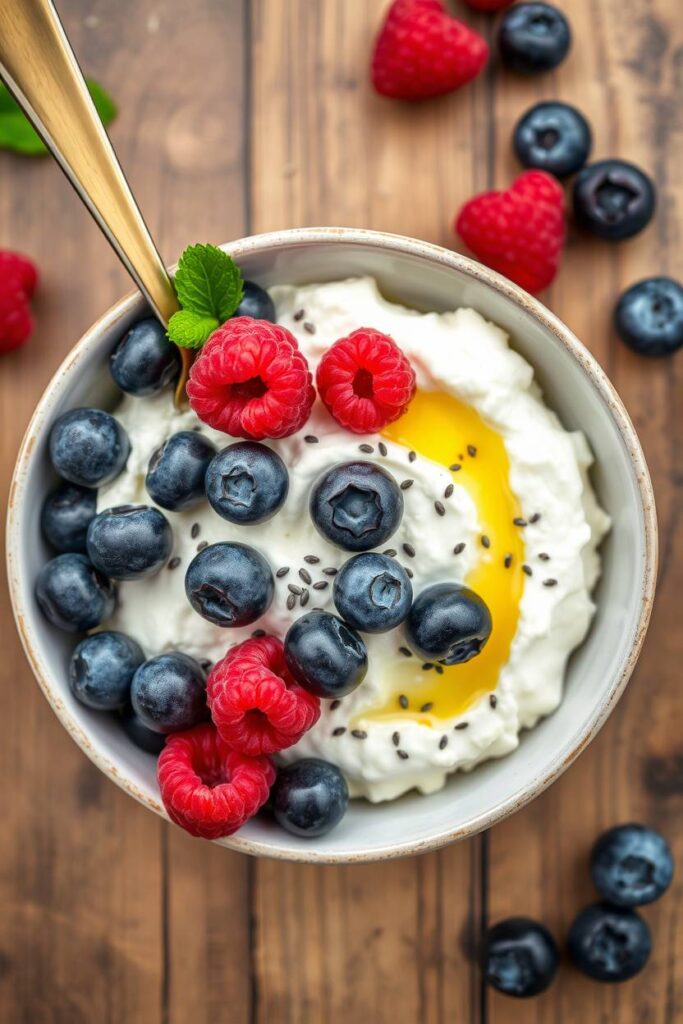 Cottage Cheese with Berries and Chia Seeds
