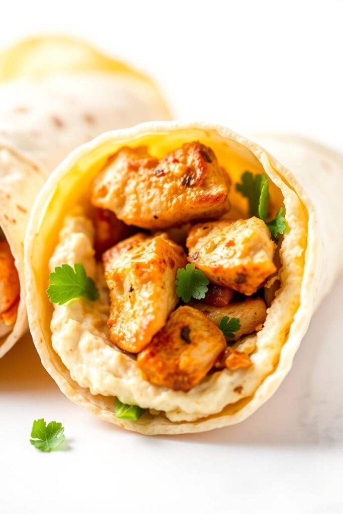 Egg White Wrap with Hummus and Chicken