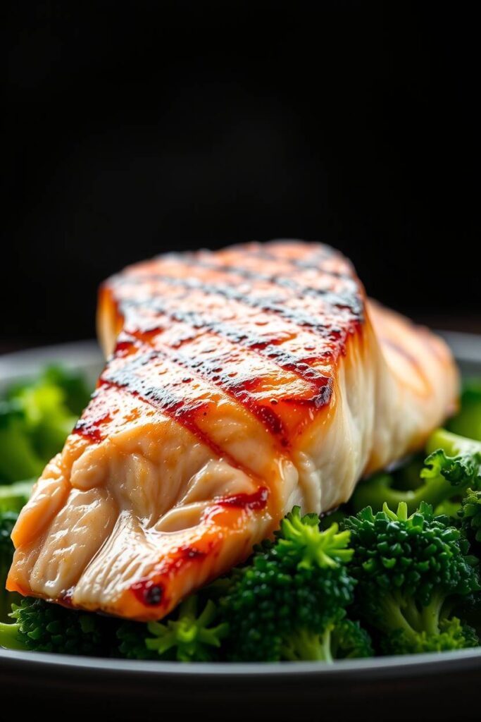 Salmon with Steamed Broccoli