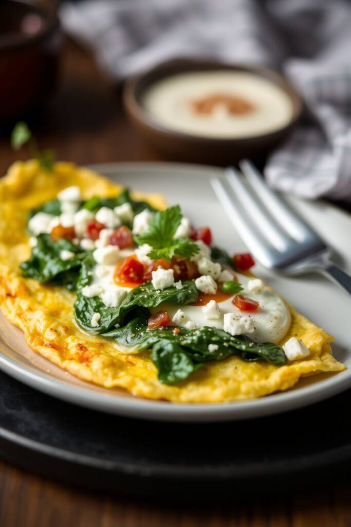 Spinach and Feta Egg White Omelette
